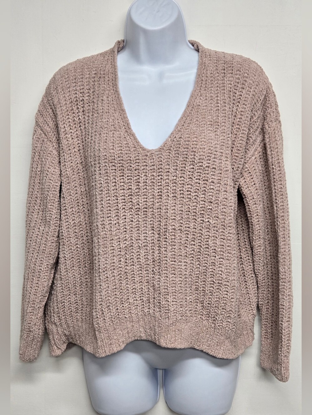 Express XS Chunky Chenille Knit Sweater Oversized Boxy Oatmeal